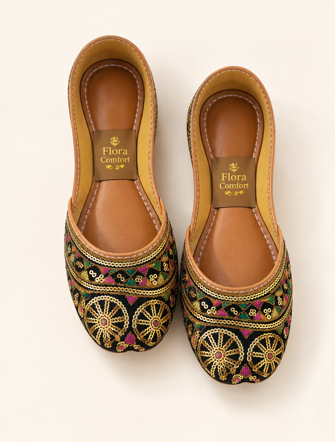 Flora Heritage Black Embroidered Khussa