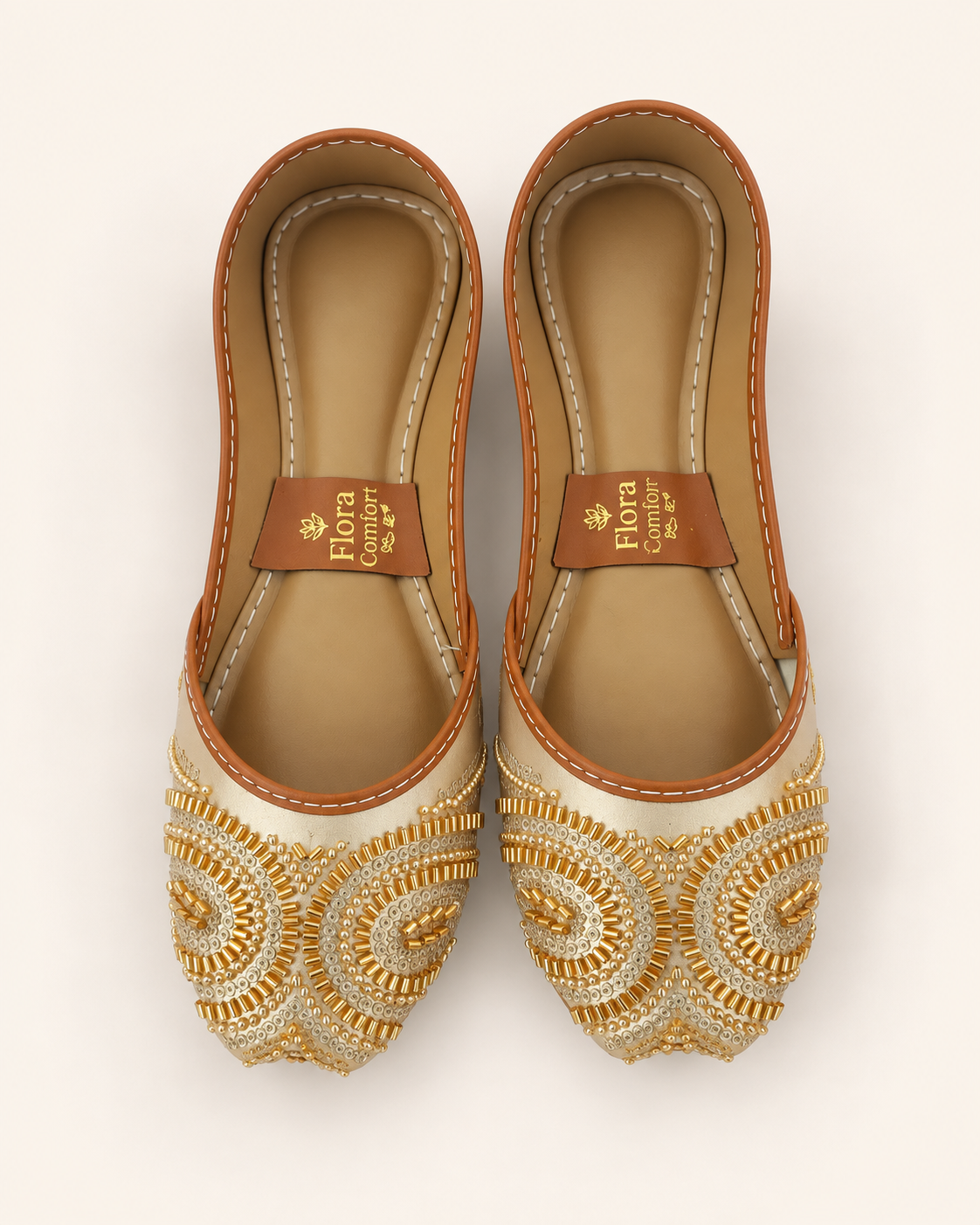 Golden Handcrafted Embellished Khussa