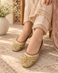 Golden Handcrafted Embellished Khussa