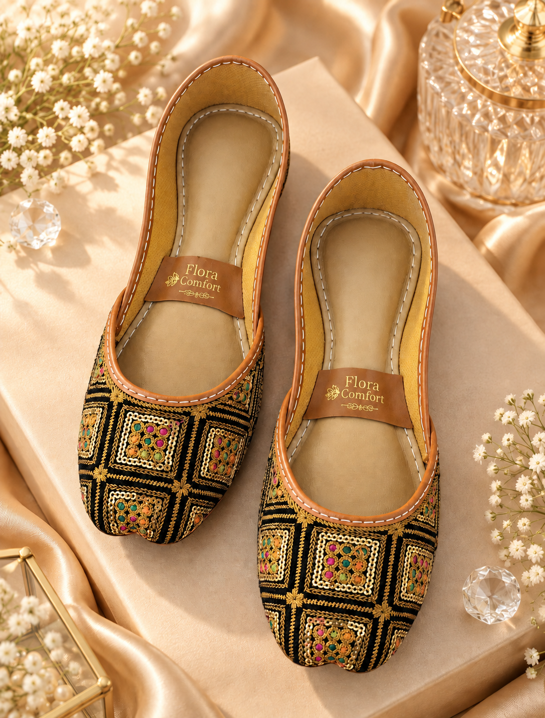 Flora Heritage Mosaic Embroidered Khussa
