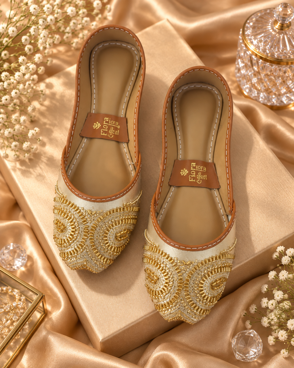 Golden Handcrafted Embellished Khussa