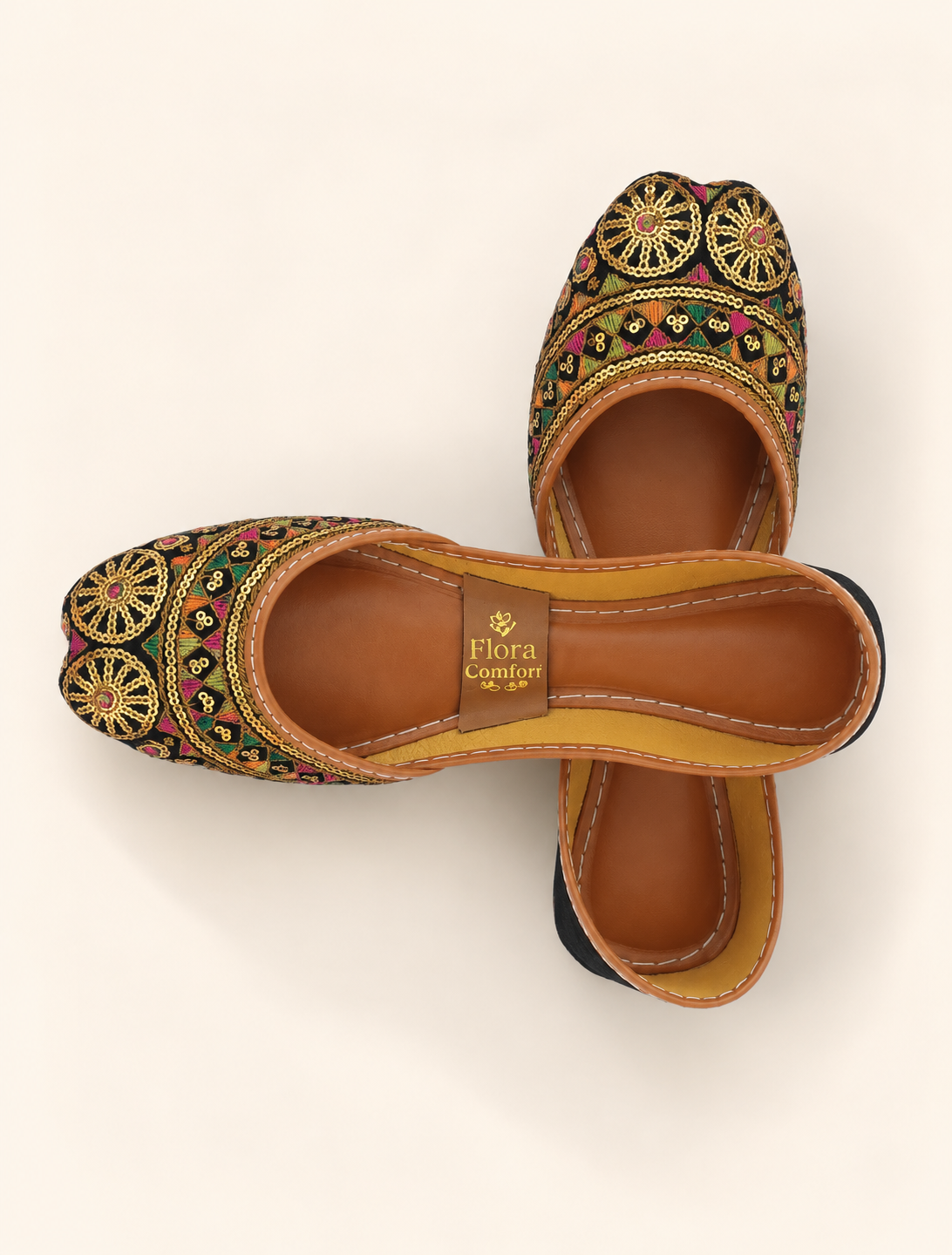 Flora Heritage Black Embroidered Khussa